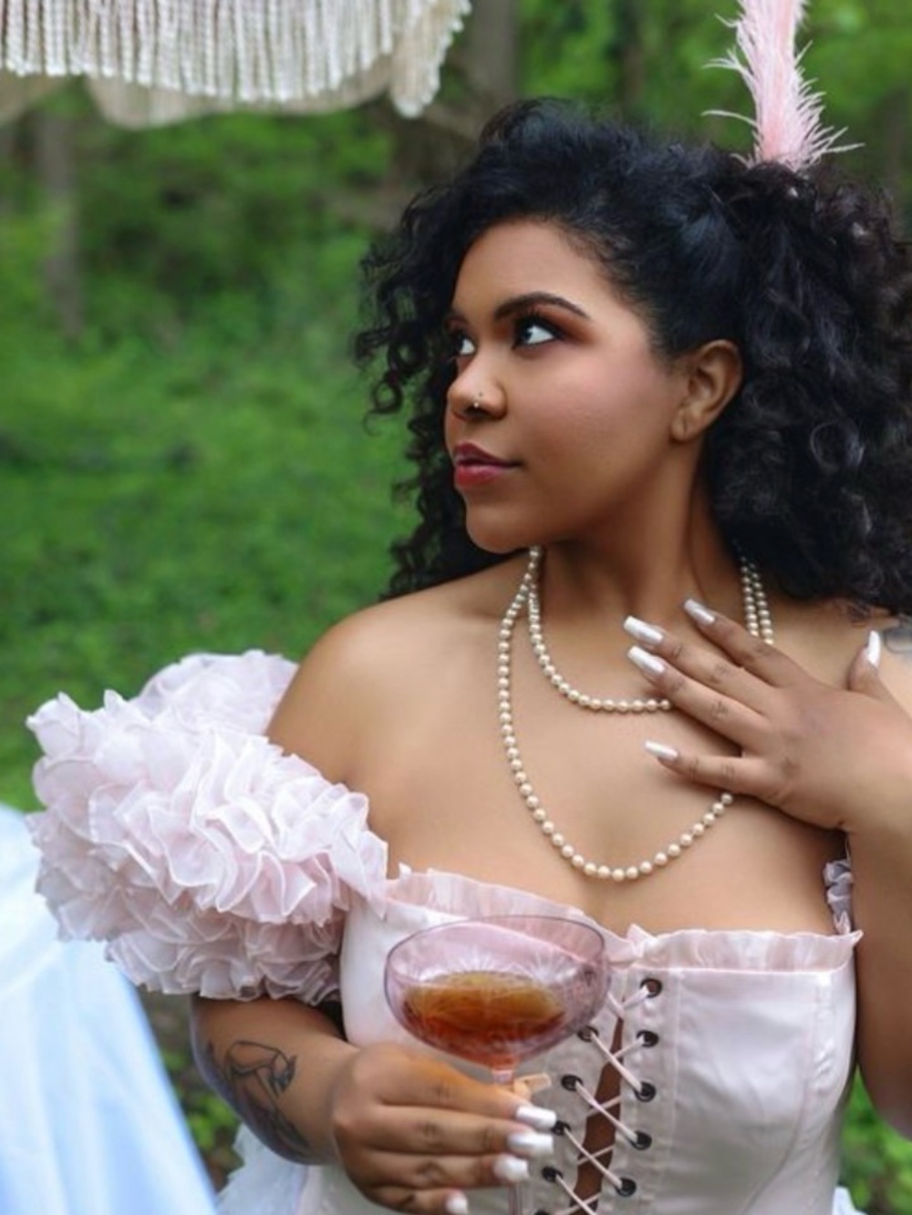 Selkie Pink Ruffle Puff-Sleeve Corset - Picture 8 of 10